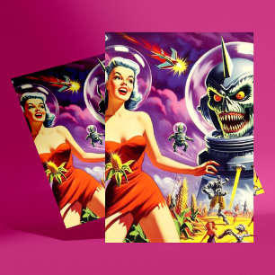 Postal Vintage Sci-Fi Pin Up