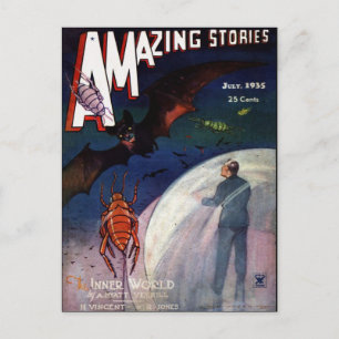 Postal Vintage Sci Fi Portada Arte Inner World 1935