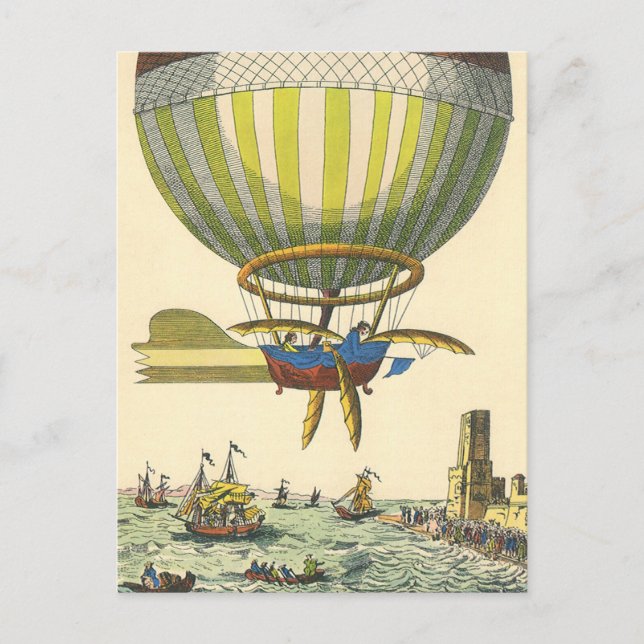 Postal Vintage Science Fiction Steampunk Hot Air Balloon (Anverso)