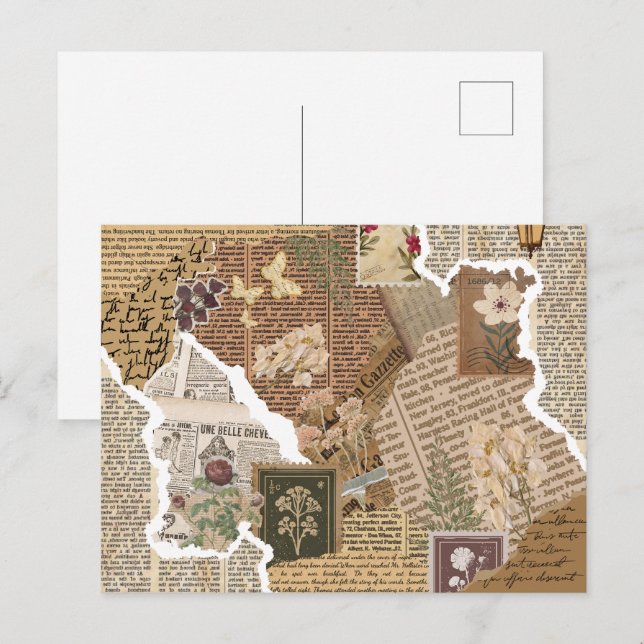Postal Vintage Scrapbook Collage Antique Ephemera Aesthet (Anverso / Reverso)