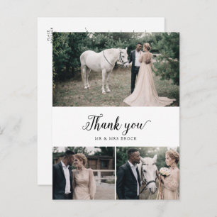 Postal Vintage Script 3 Collage de fotos Boda Gracias