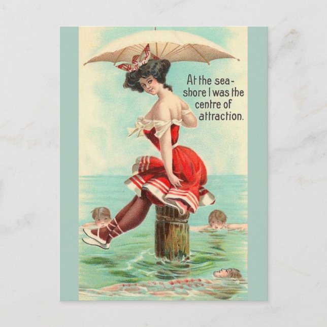Postal Vintage Sea Shore Travel Post Card (Anverso)