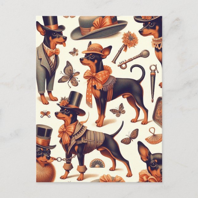 Postal Vintage Seamless Pinscher (Anverso)