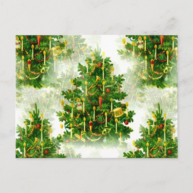 Postal Vintage Seamless Victorian Christmas Tree Pattern (Anverso)