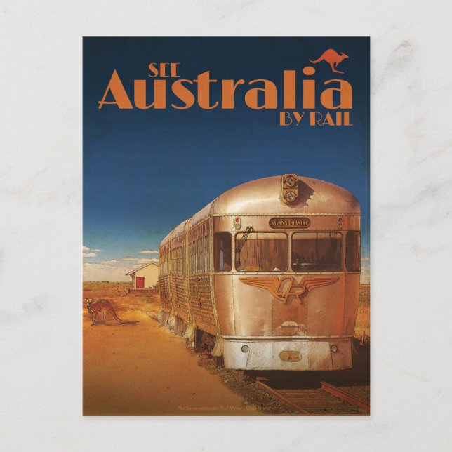 Postal Vintage See Australia By Rail Travel Postcard (Anverso)