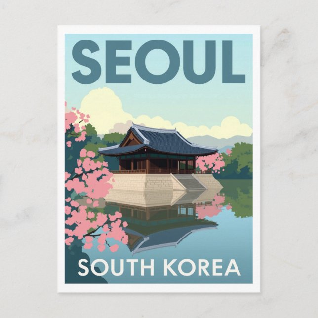 Postal Vintage Seoul Palace and Blossoms (Anverso)