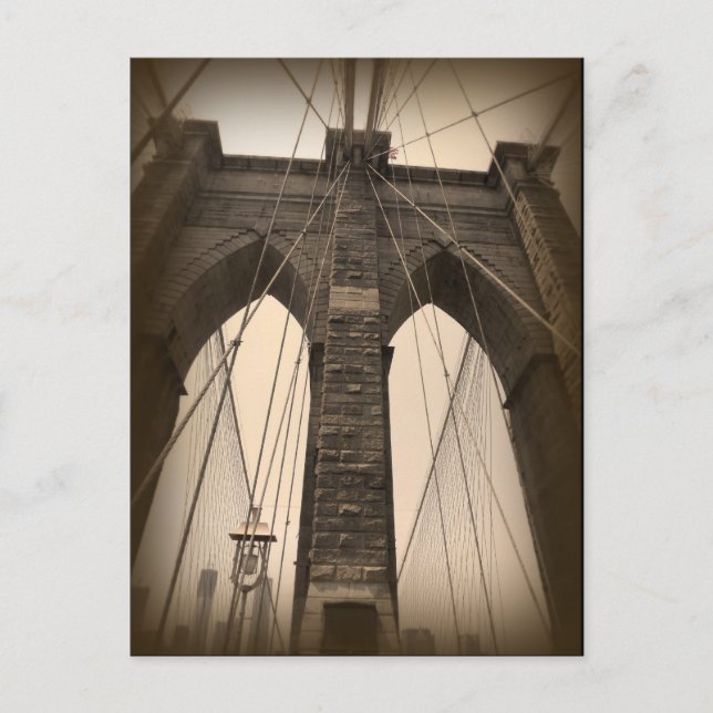 Postal Vintage Sepia Brooklyn Bridge (Anverso)