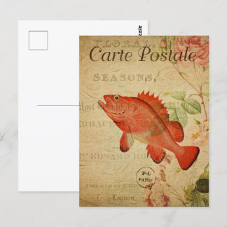 Postal Vintage Sepia Naranja Goldfish