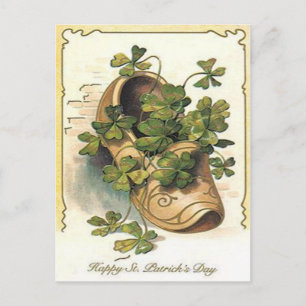 Postal Vintage Shamrock Clog St Patrick's Day Card