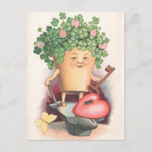 Postal Vintage Shamrock Heart and Key St Patrick's Day