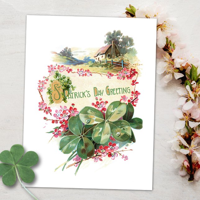 Postal Vintage Shamrock St. Patrick's Day Greetings (Subido por el creador)
