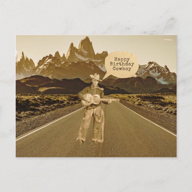 Postal Vintage Singing Cowboy Birday (Anverso)