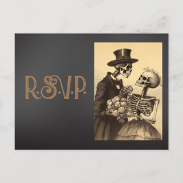 Postal Vintage Skeleton Couple Gold y Black RSVP