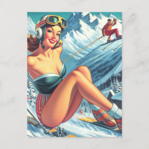 Postal Vintage Ski Pin Up