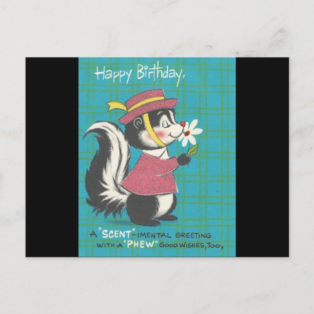 Postal Vintage Skunk Happy Birday (Anverso)