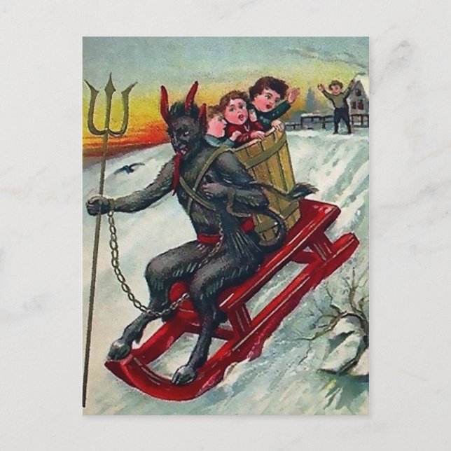 Postal Vintage Sledding Krampus (Anverso)