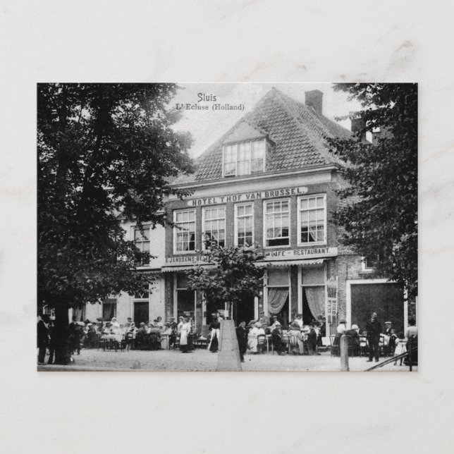 Postal Vintage Sluis Holland Hotel Restaurant (Anverso)
