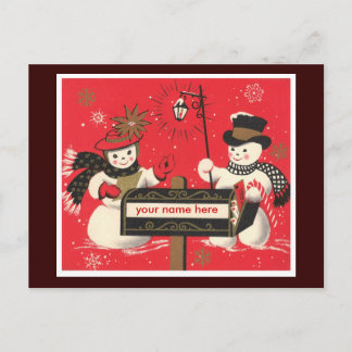 Postal Vintage Snowmen