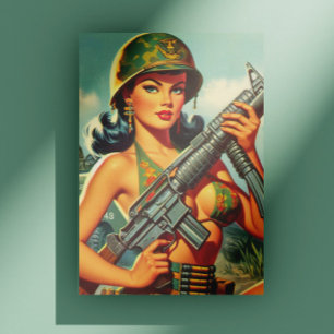 Postal Vintage Soldier Pin-up
