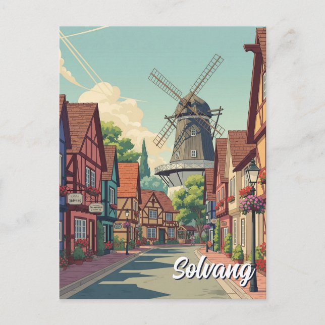 Postal Vintage Solvang California (Anverso)