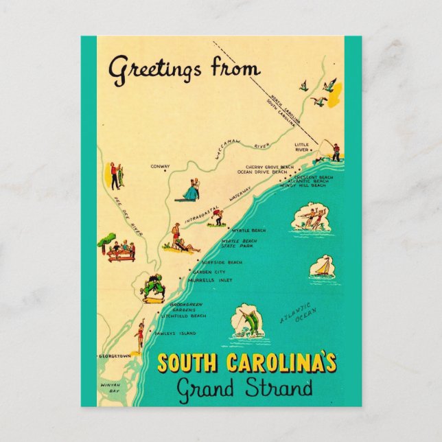 Postal Vintage South Carolina Coast Postcard (Anverso)