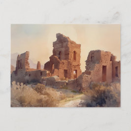 Postal Vintage Southwestern Ruins Illustration