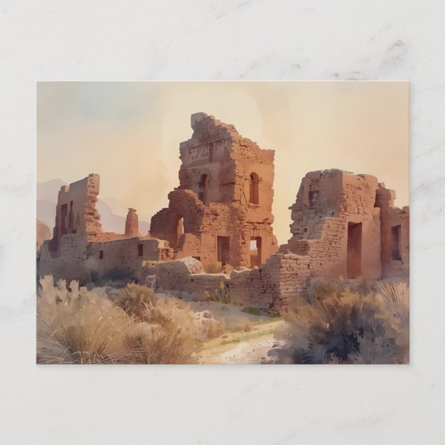 Postal Vintage Southwestern Ruins Illustration (Anverso)