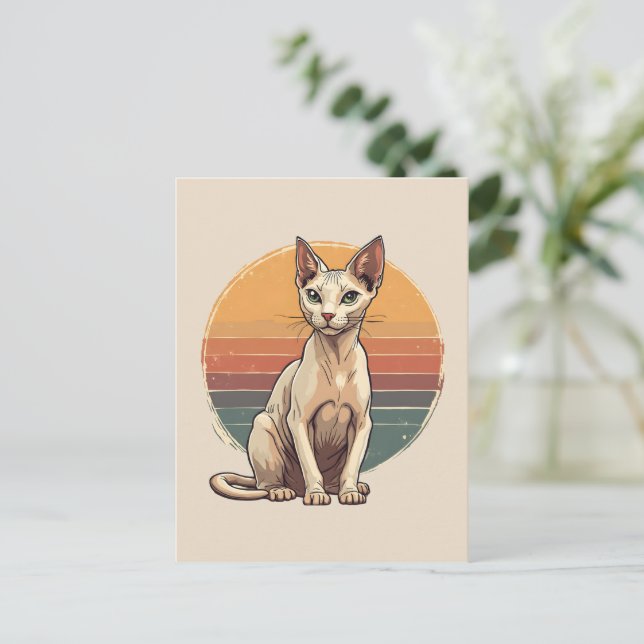 Postal Vintage Sphynx Cat Mom Retro Art (Anverso de pie)