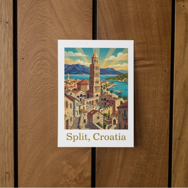Postal Vintage Split Croacia Dalmacia Viajes (Vintage Split Croatia Dalmatia Travel Postcard)
