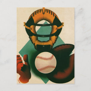 Postal Vintage Sports Béisbol Player, Catcher con Mitt