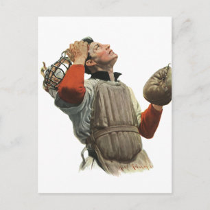 Postal Vintage Sports Béisbol Player, Catcher Look Up