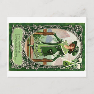 Postal Vintage St. Patrick's Day Chica