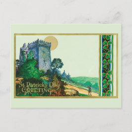 Postal Vintage St. Patrick's Day saluda con el Castillo