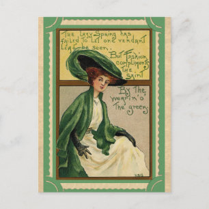 Postal Vintage St Patricks Day Usando Poema Irlandés Verd