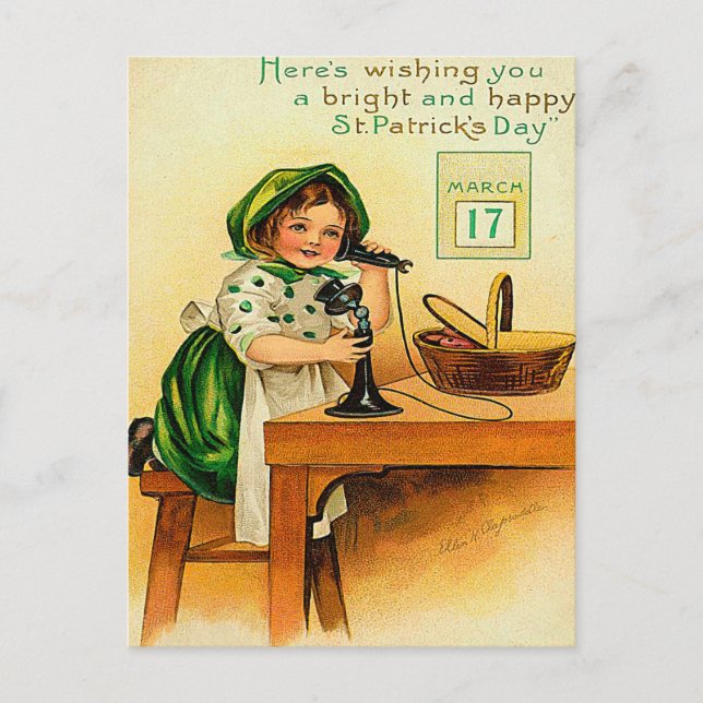 Postal Vintage St. Patrick's Day Wishes (Anverso)