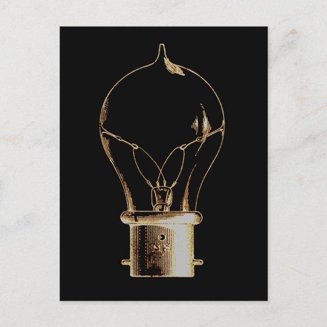 Postal Vintage Steampunk Art Luminoso Bombilla (Anverso)