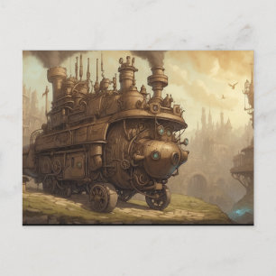 Postal Vintage Steampunk Engine Fantasy Ilustracion