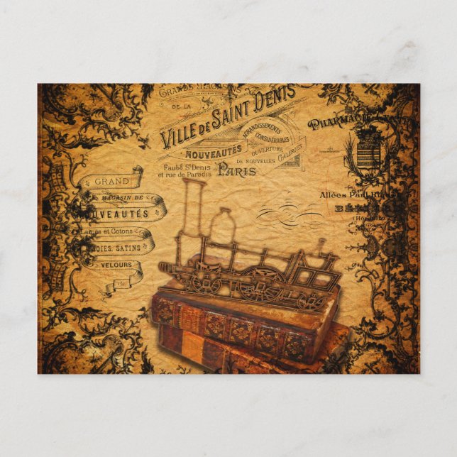 Postal Vintage Steampunk Train Wallpaper (Anverso)