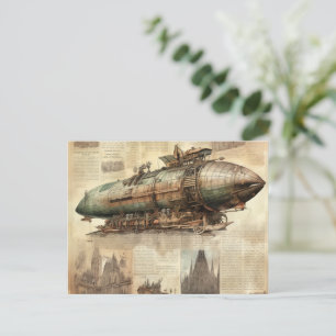 Postal Vintage Steampunk Zeppelin (5)