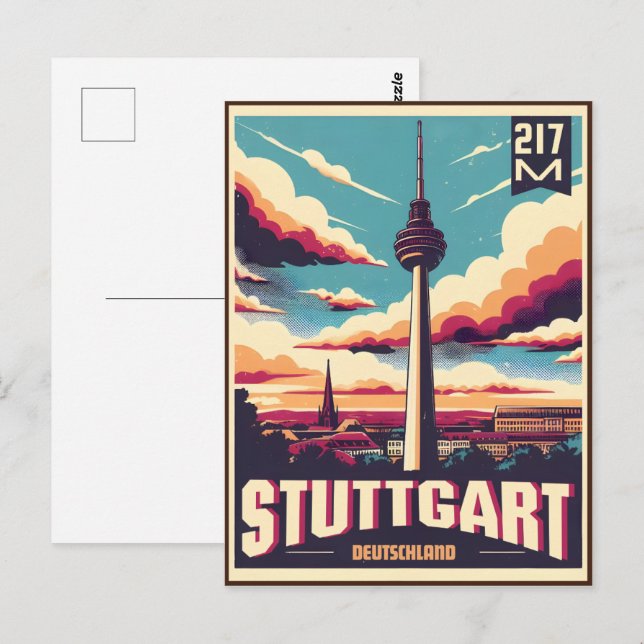 Postal Vintage Stuttgart TV Tower Fernsehturm regalo alem (Anverso / Reverso)