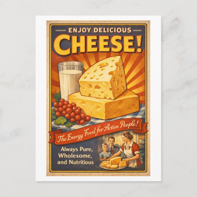 Postal Vintage-Style Cheese Advertisement (Anverso)