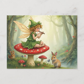 Postal Vintage Style Fairy Tale Flautist