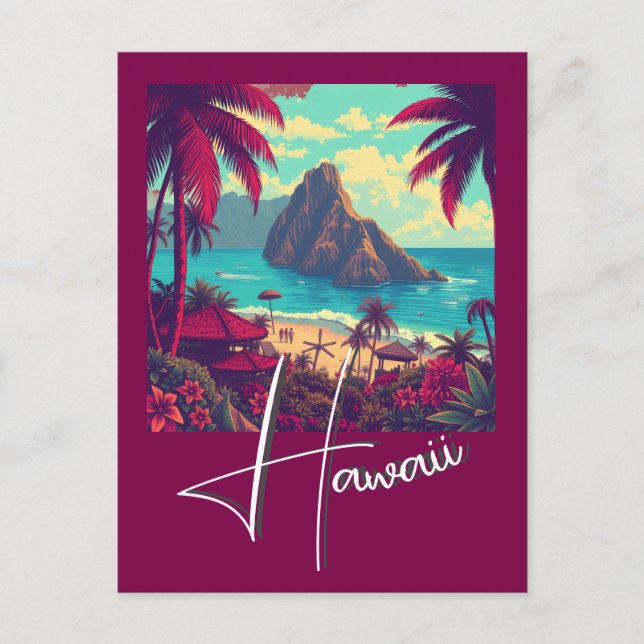 Postal Vintage Style Hawaiian Travel Honolulu Mid-Pacific (Anverso)