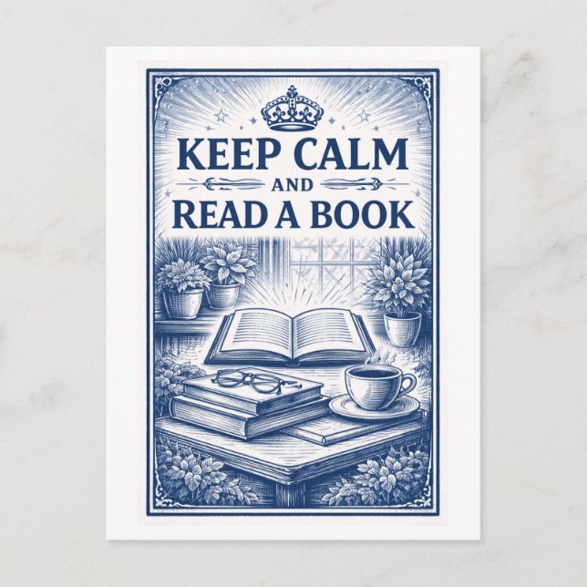 Postal Vintage-Style "Keep Calm" Reading (Anverso)