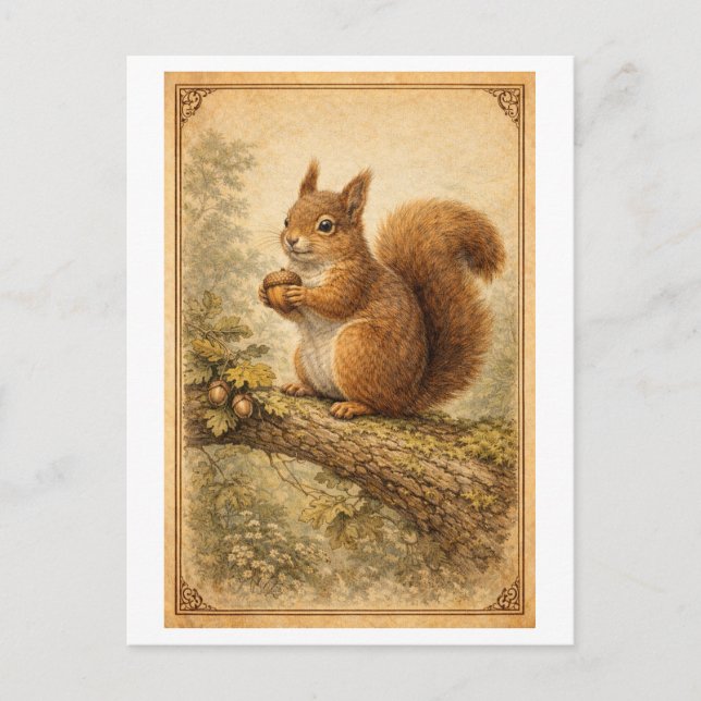 Postal Vintage-Style Squirrel Illustration (Anverso)