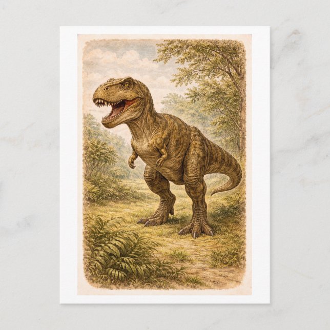 Postal Vintage-Style T. Rex lllustration (Anverso)