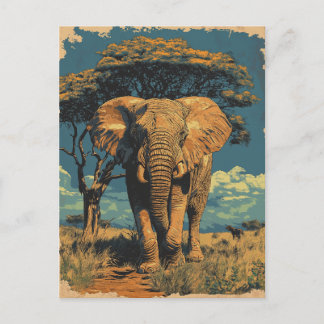 Postal Vintage Südafrika Elefant In Der Savanne 