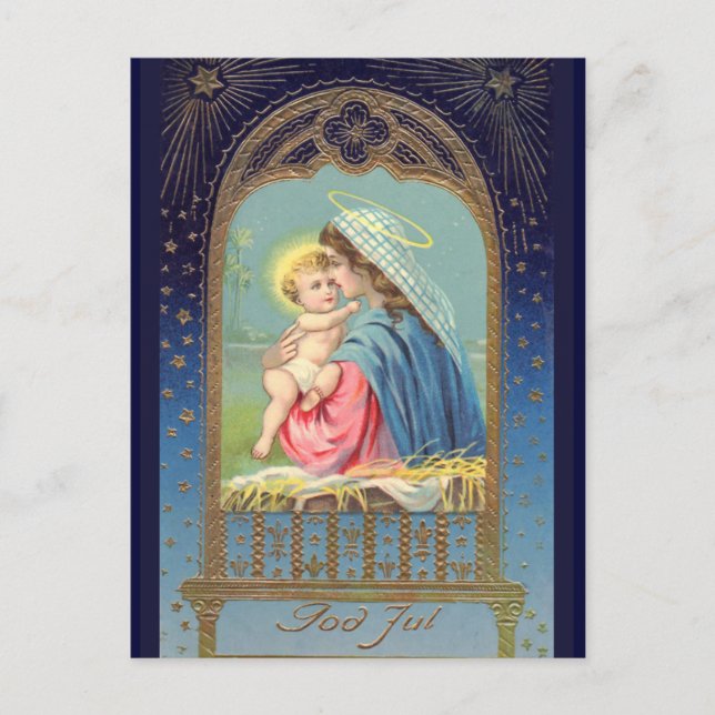 Postal Vintage sueco "God Jul" (Anverso)