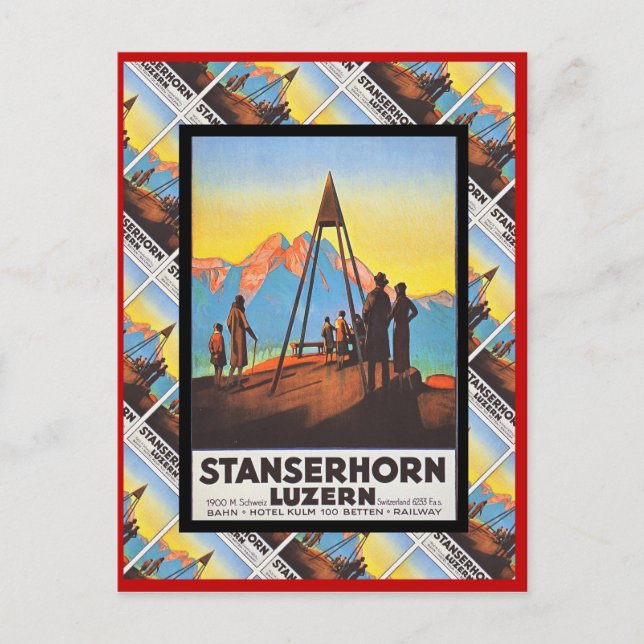 Postal Vintage Suiza, Alfalfa, Stanzerhorn (Anverso)