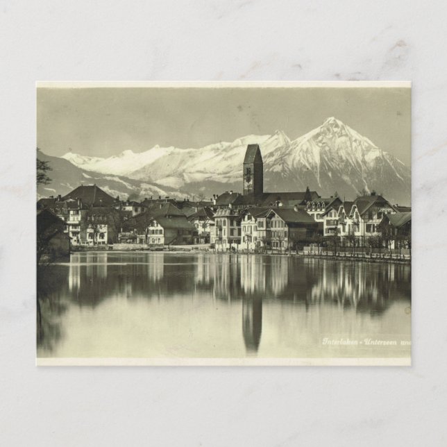 Postal Vintage, Suiza, Interlaken 1934 (Anverso)